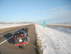 snow along the road in Colorado