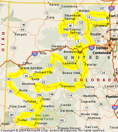 Colorado motorcycle trip map