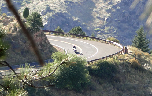 Motorcycle on the road up Lookout Mountain