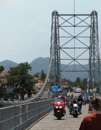 The OFMC crossing the Royal Gorge bridge