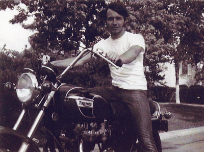 Randy on his first Bonneville