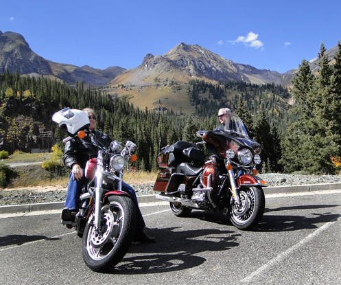 Motorcycles up on Red Mountain Pass