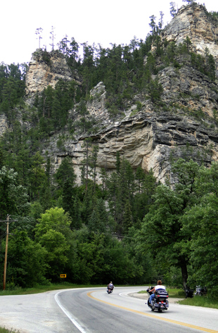 motorcycles in Spearfish Canyon