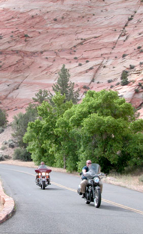 motorcycles in red-rock country