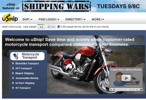 uShip.com ships motorcycles