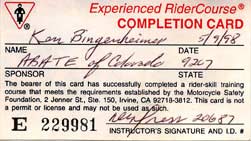 Experienced Rider card