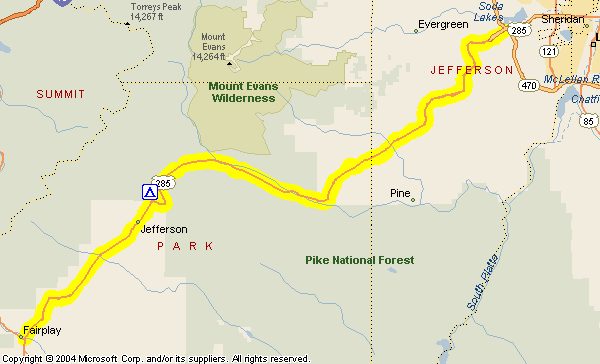 US 285, Kenosha Pass, and South Park