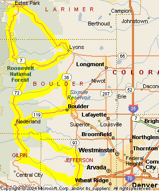 Peak-to-Peak Highway and adjoining canyons