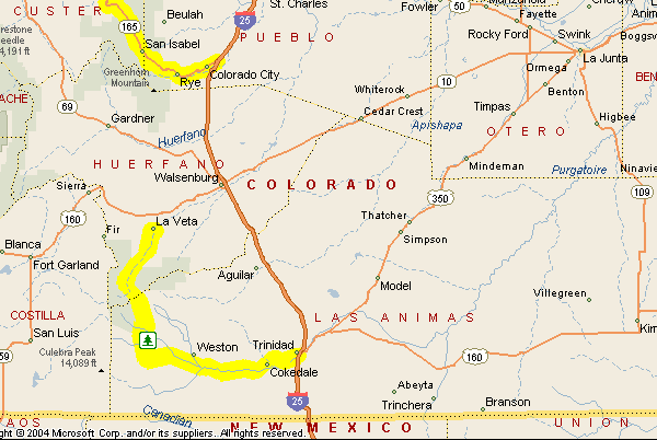 The Walsenburg, Trinidad area of Colorado