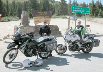 On top of Hoosier Pass with the KLR and Versys