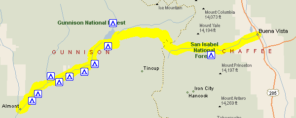 Cottonwood Pass and Taylor Canyon map